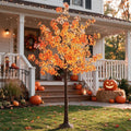 TYBEEU 6FT 5-Leaf Lucky Tree with 300 Warm White LEDs (Yellow&Red Leaves)
