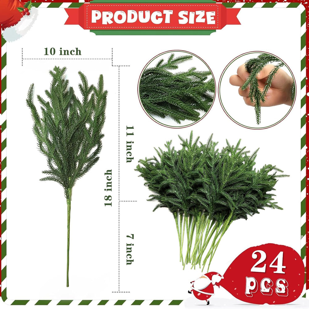 LZNPA 24 Pcs Realistic Christmas Pine Branches Natural Droopy Soft Bendable