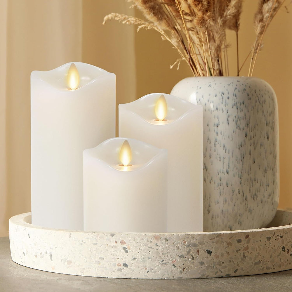 Co. Flameless Pillar Candles Ivory 3.0" x 4.5"/ 5.5"/ 6.5"