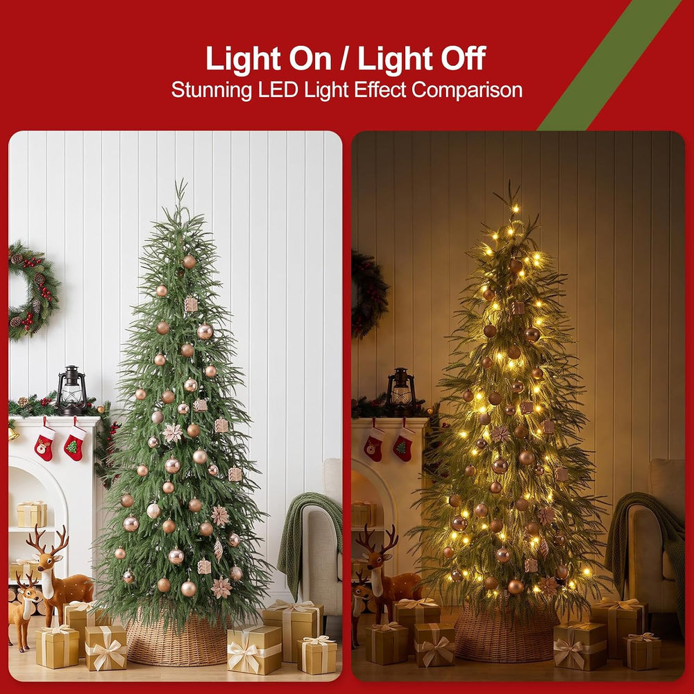 VeriNatural 7ft Prelit Christmas Tree - Artificial Norfolk Pine, 220 LEDs
