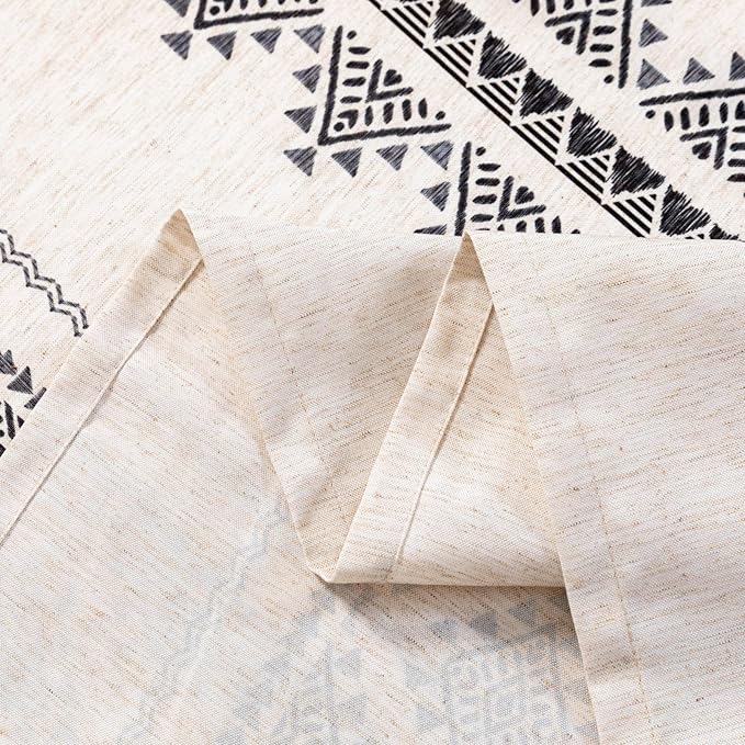 MYSKY HOME 60x102 Boho Rectangle Tablecloth Linen Farmhouse Tablecloth Waterproof Decorative Fabric Table Cloth for Kitchen Dining Bohemian Tablecloth for 6 Feet Table,Grey