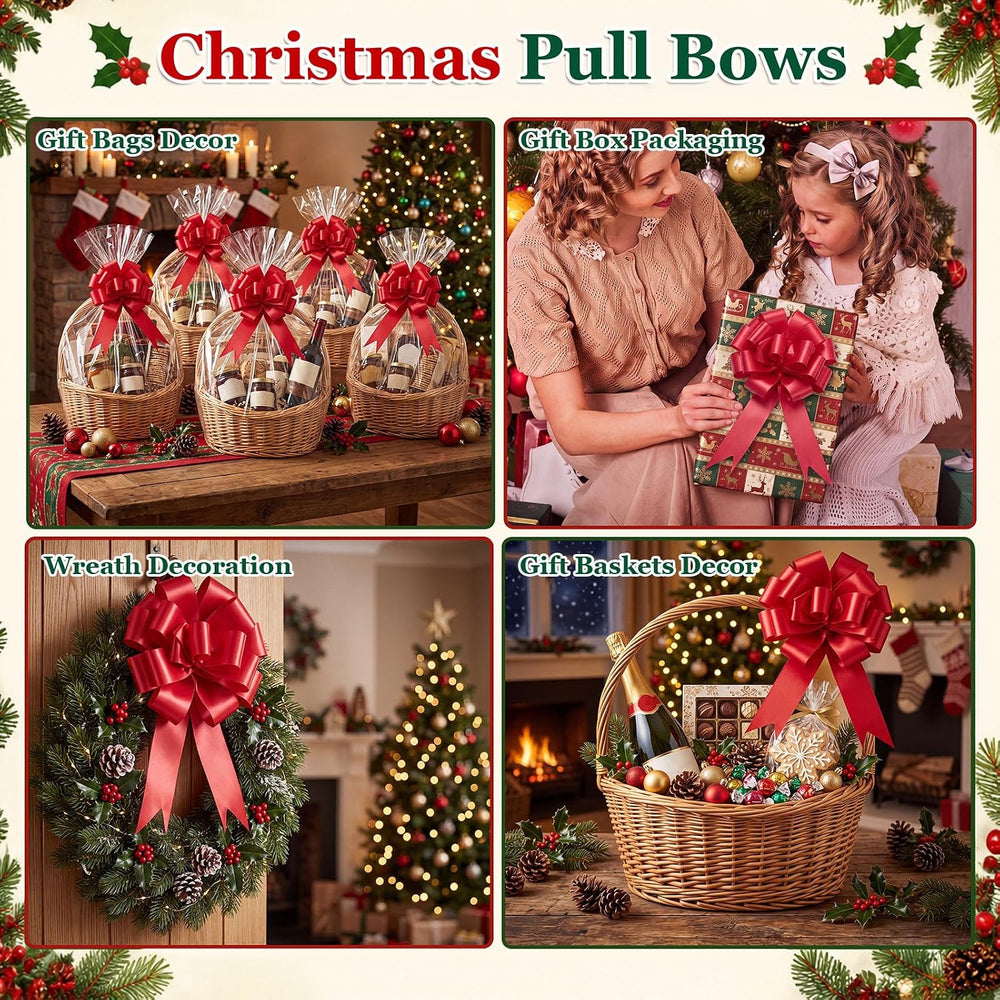 200 Pcs 5 Inch Christmas Pull Bows, Red