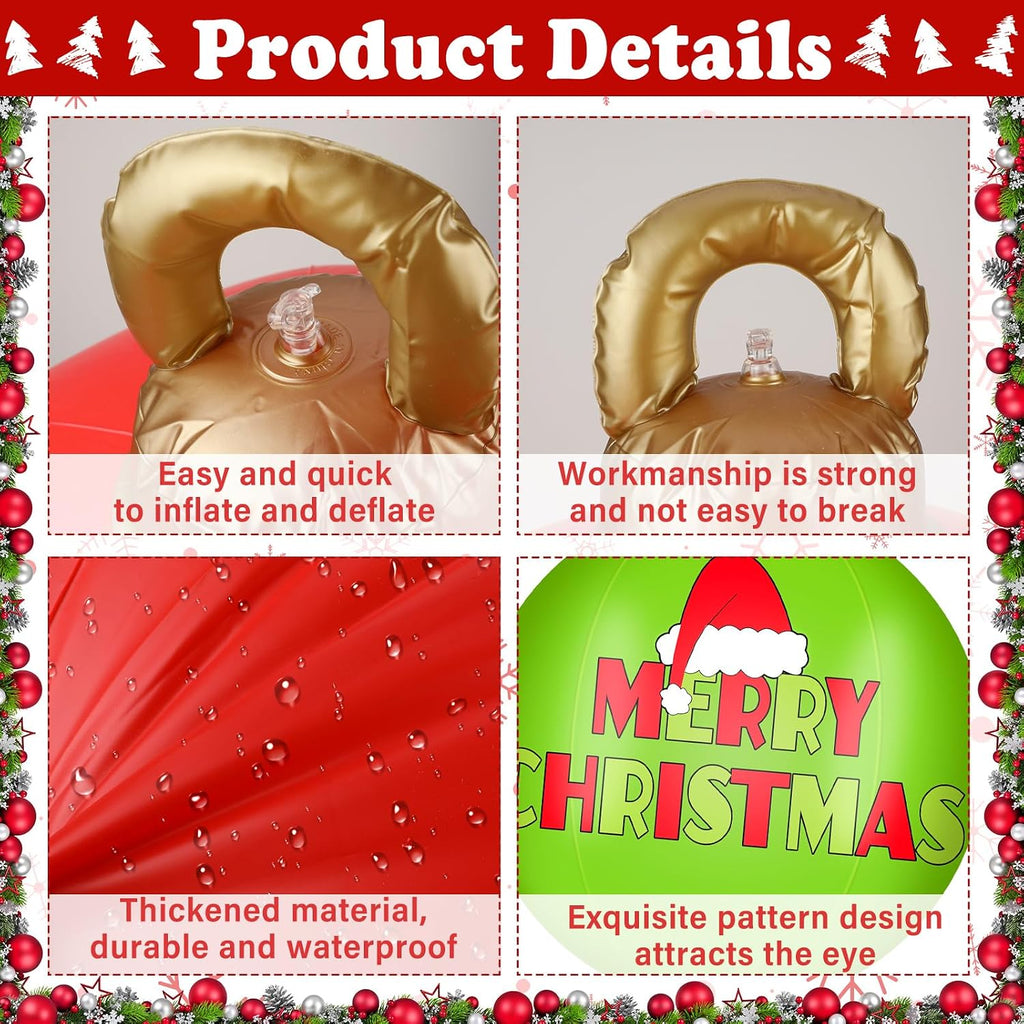 jetec 4 pcs giant inflatable christmas ball, polka, close-up detail