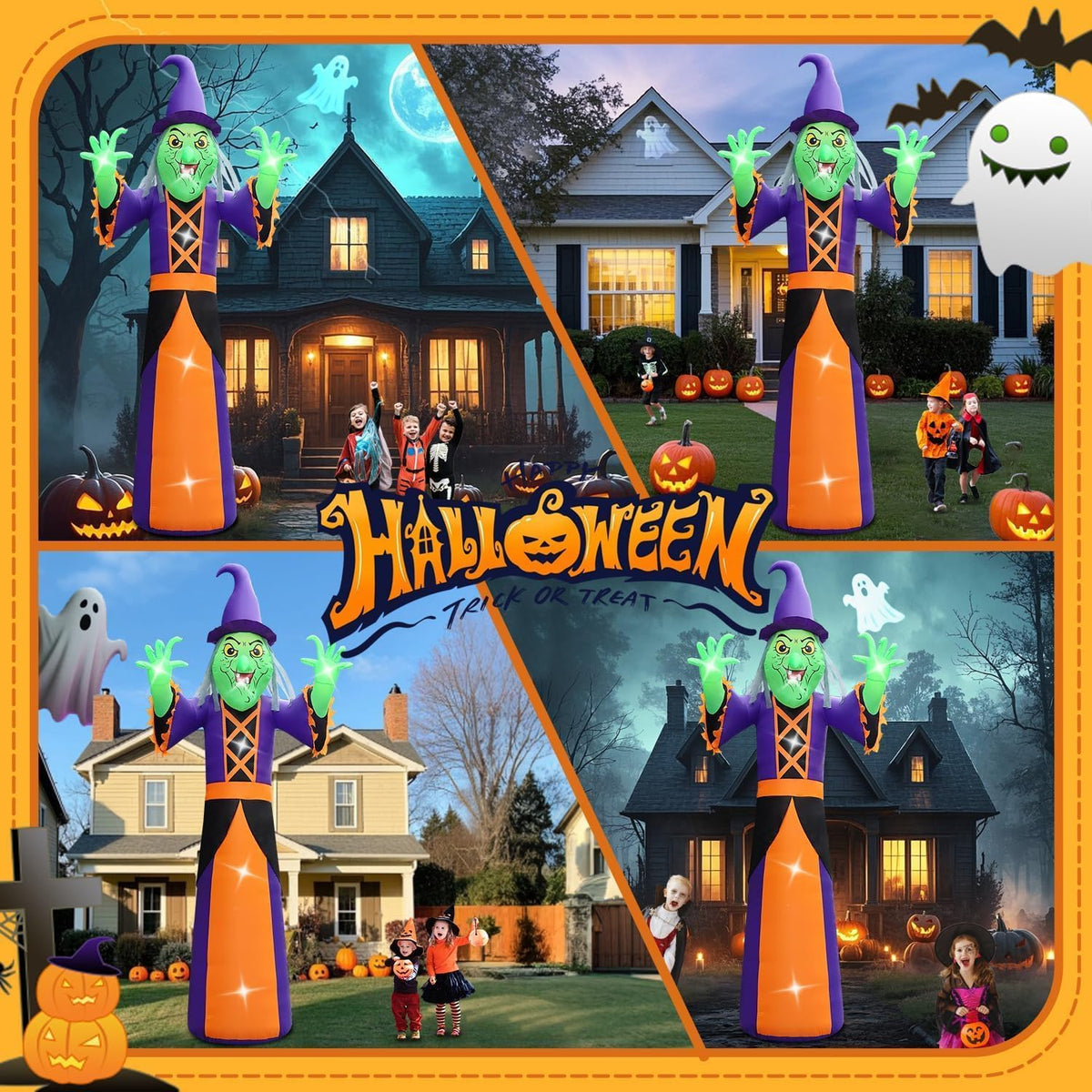 20ft extra large outdoor halloween inflatables decorations witch shown in use