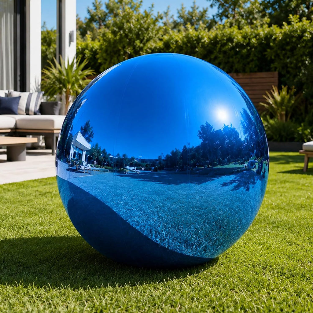 Blue Inflatable Mirror Ball Shiny Balls Pool Party Decor 59in Exclude Pump