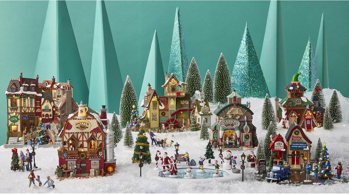 lemax oxfordshire village, battery-operated(4.5v), facades, #45225 on a desk or shelf
