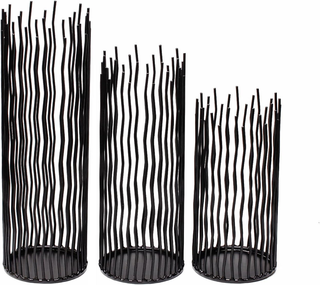 Set of 3 Metal Iron Candle Holder, Black Candlestick Modern Table Centerpiece for Indoor & Outdoor Decor, Dining Room, Home Decoration