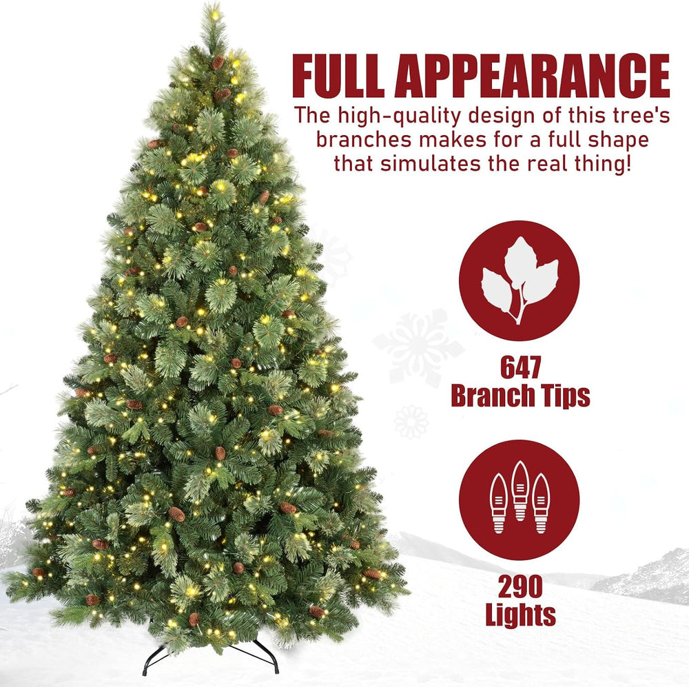 Kadunmina 5ft Pre-Lit Carolina Pine Christmas Tree, 290 Warm White Lights