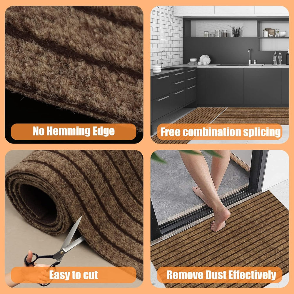 Weidear Hallway Runner Rug Non Slip-2 x 5Ft, Brown Stripe