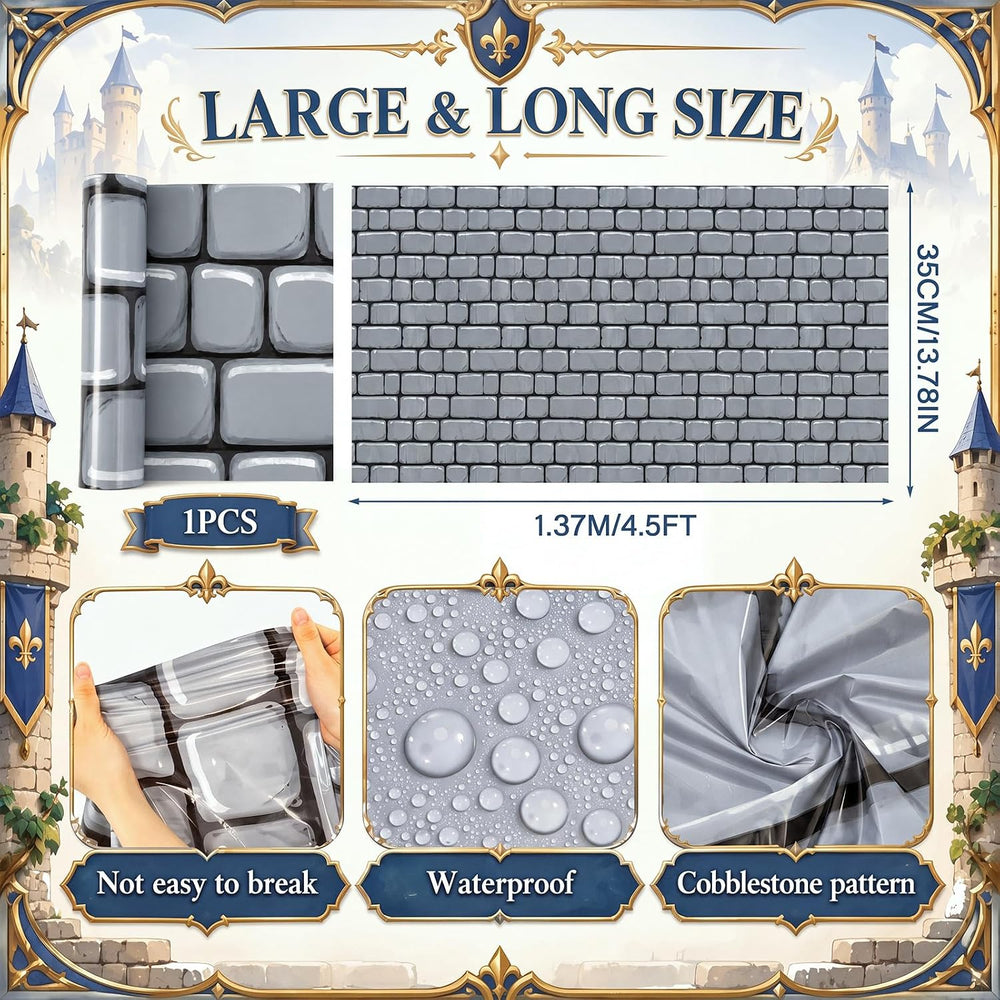 Tegeme 100 ft x 54 in Halloween Stone Wall Tablecloth Medieval Backdrop