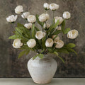 VIERENA 6 Pcs Faux Silk Peony Artificial Flowers for Vase -27", Bulk Fake Peonies Branches with Stems for DIY Bouquet Centerpieces Wedding Fillers Arrangements Shower Decorations (Cream)