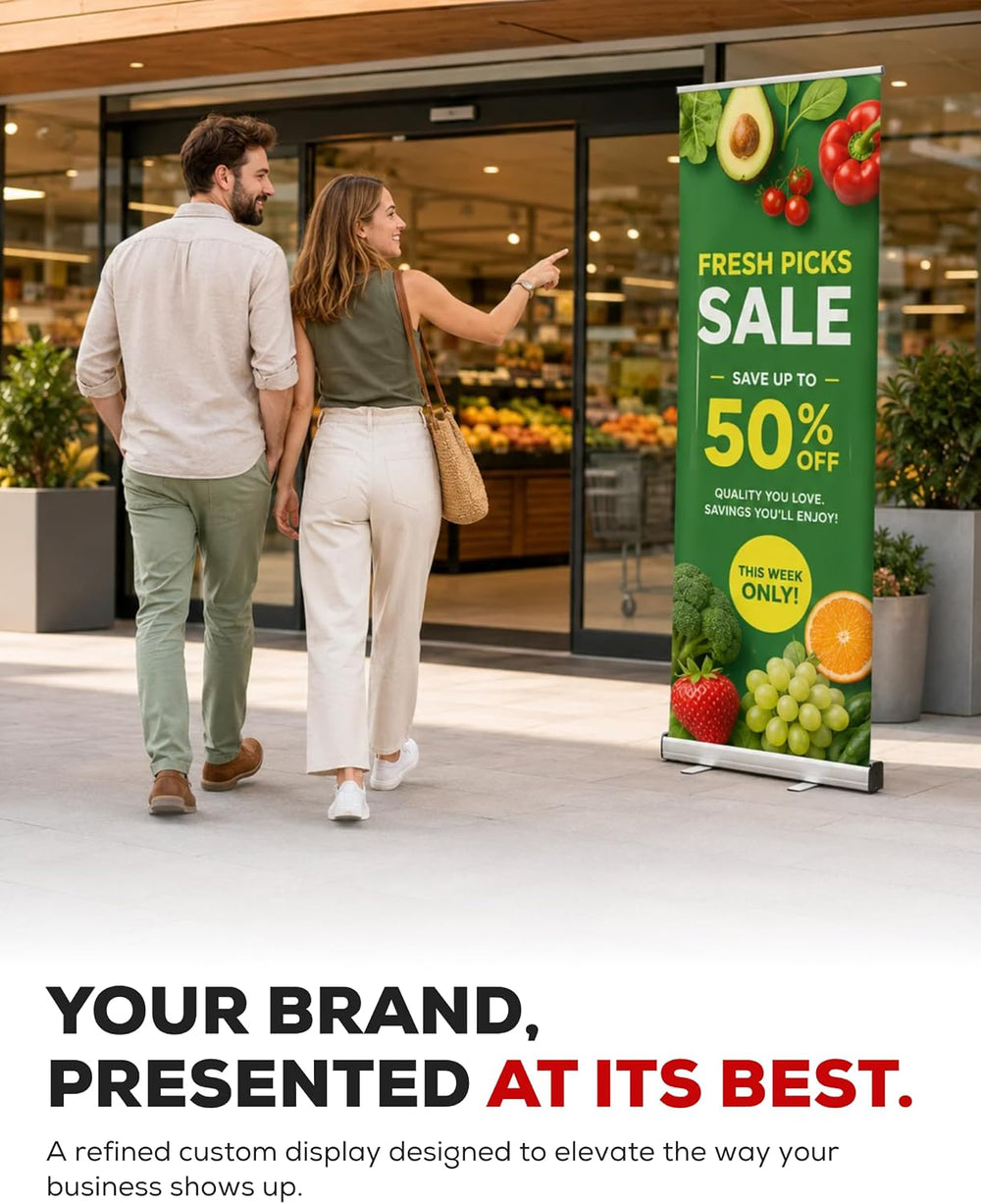 Custom Retractable Banner Stand - Ready in 1 Day - Personalized 33" x 81...