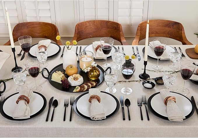 Solino Home Light Natural Linen Tablecloth 60 x 132 Inch - Classic Hemstitch, 100% Pure Linen Rectangular Tablecloth - Machine Washable Table Cloth for Fall, Autumn, Thanksgiving, Christmas, Holiday