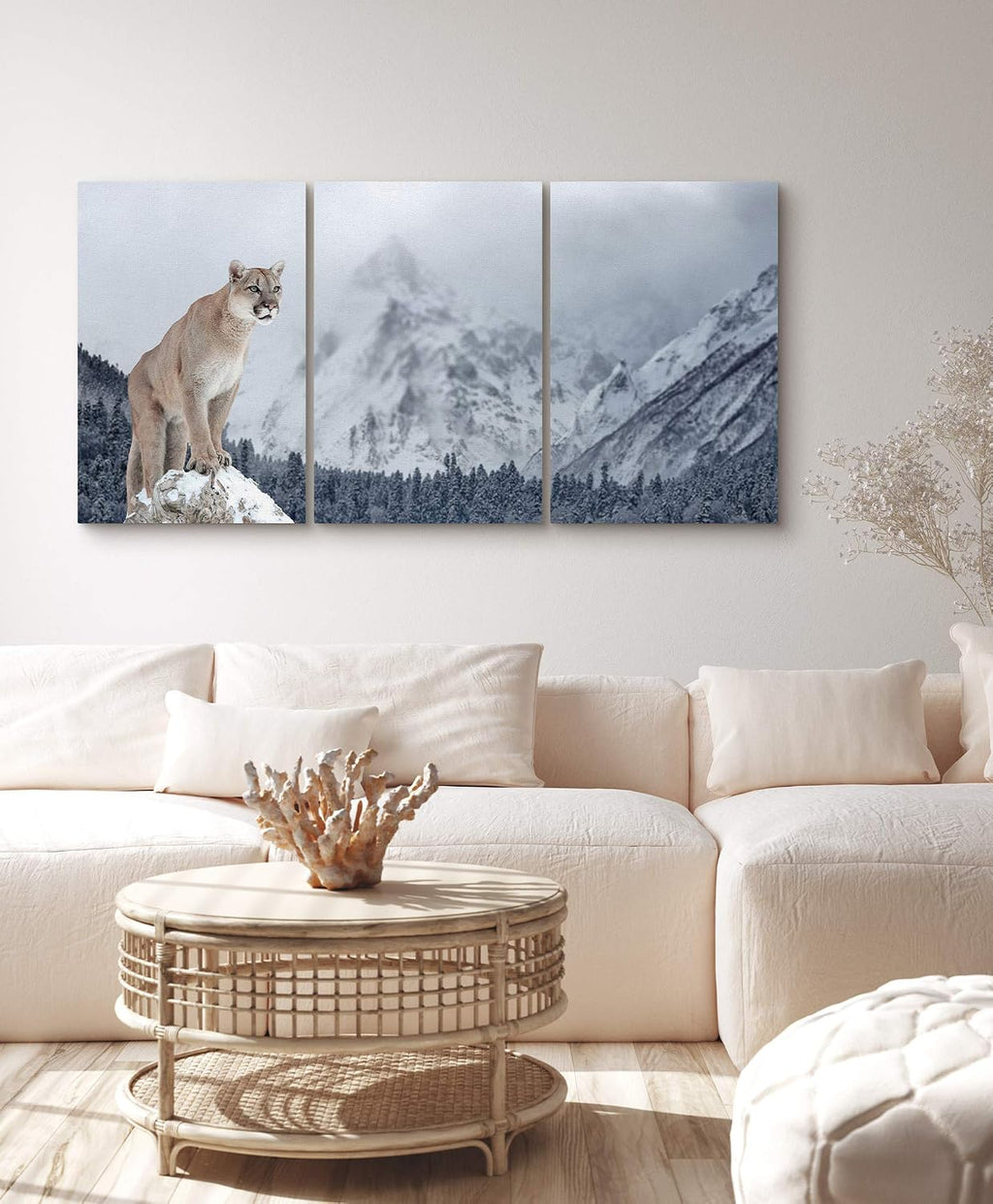 signford canvas print wall art set mountain lion shown in use