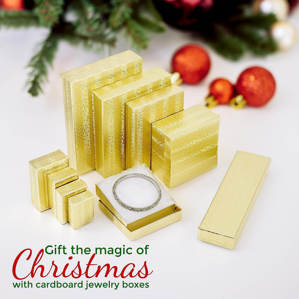 TheDisplayGuys 25 Cardboard Jewelry Gift Boxes with Inserts - Gold Foil