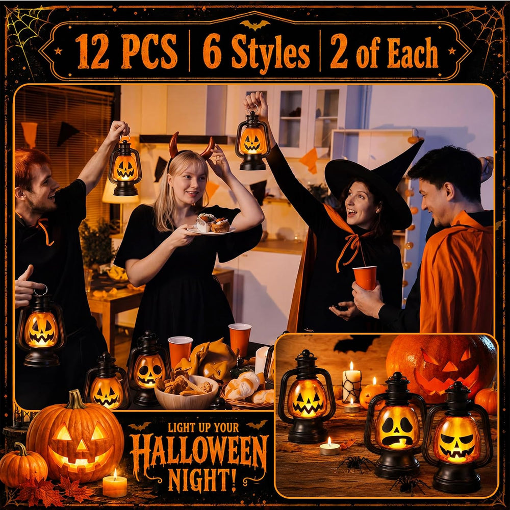 ROCEEI 12 Pcs Halloween Mini Pumpkin Lantern 6" Jack O Lantern