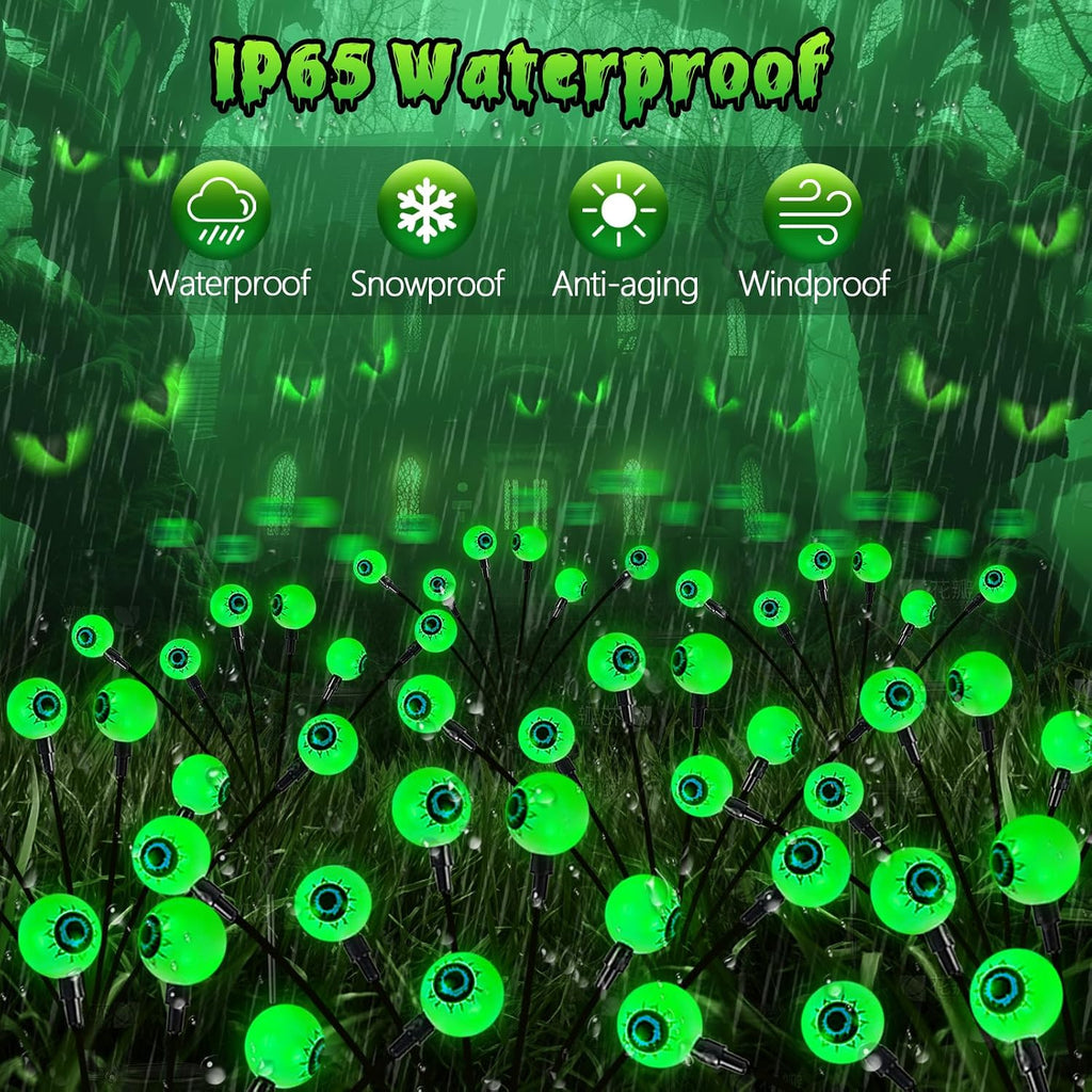6 Pack Halloween Decorations Outdoor 36 LED Green Solar Eyeball Lights