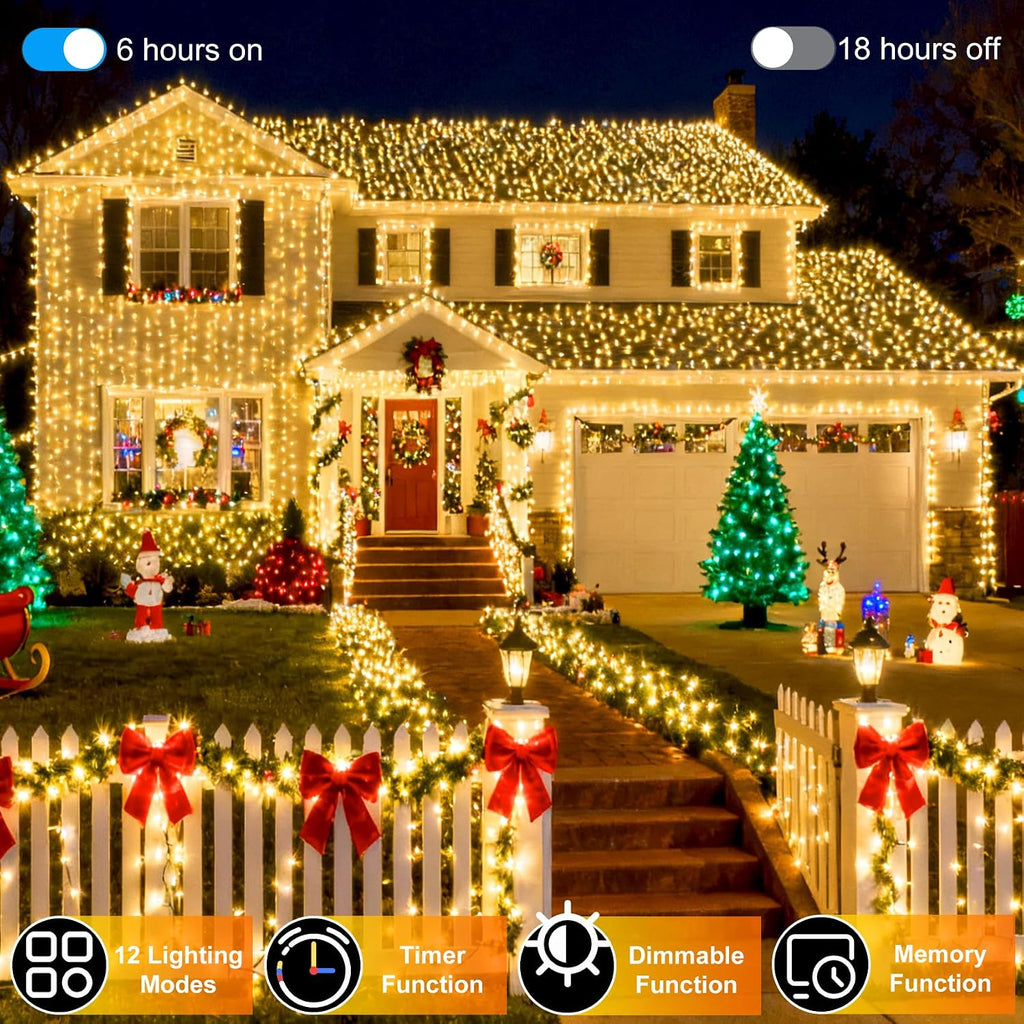 750 led 240ft christmas string lights outdoor, 12, close-up detail