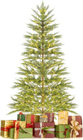 GOFLAME 6.5FT Pre-Lit Christmas Tree with Faux Cypress Leaves, Hinged Artificial Xmas Tree with 470 PE Branch Tips & 430 Warm White LED Lights, Holiday Decoration Tree with Auto Timer