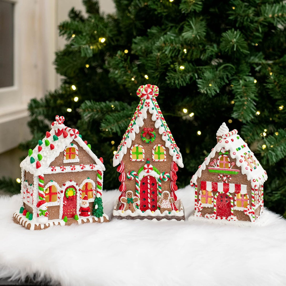 mark feldstein red gingerbread village porcelain tea light, package contents
