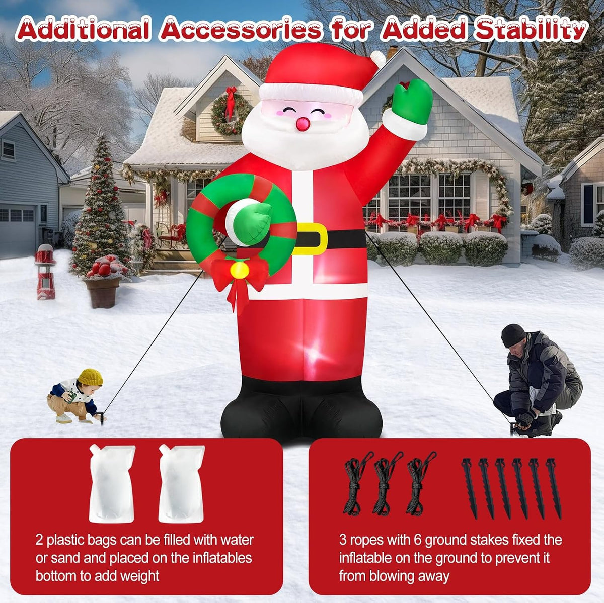 Danxilu 14FT Christmas Inflatable Santa with Wreath Outdoor Decoration
