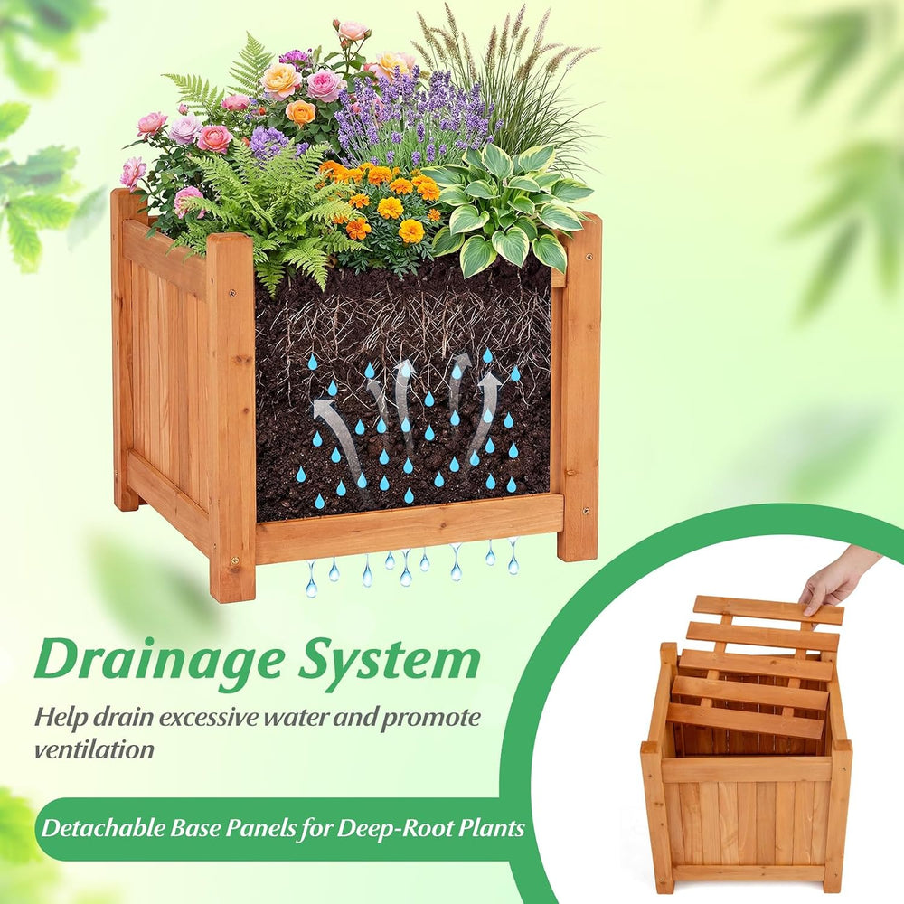 HAPPYGRILL 2-in-1 Outdoor Bench with 2 Raised Garden Beds