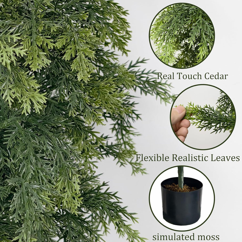 2Pack 4FT Realistic Artificial Cedar Christmas Trees with Lights