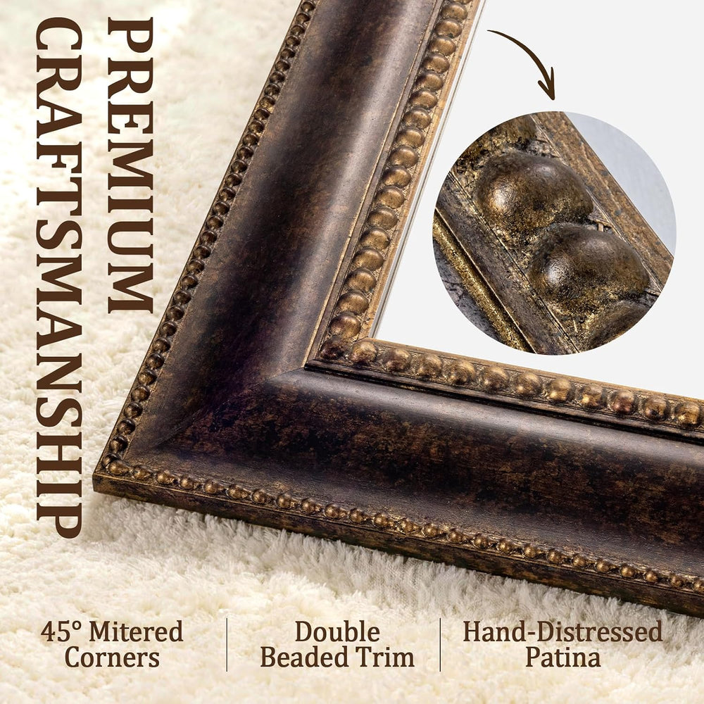 Large Mirror Full Length, Antique Bronze Solid Wood, 62.2"×32.7"