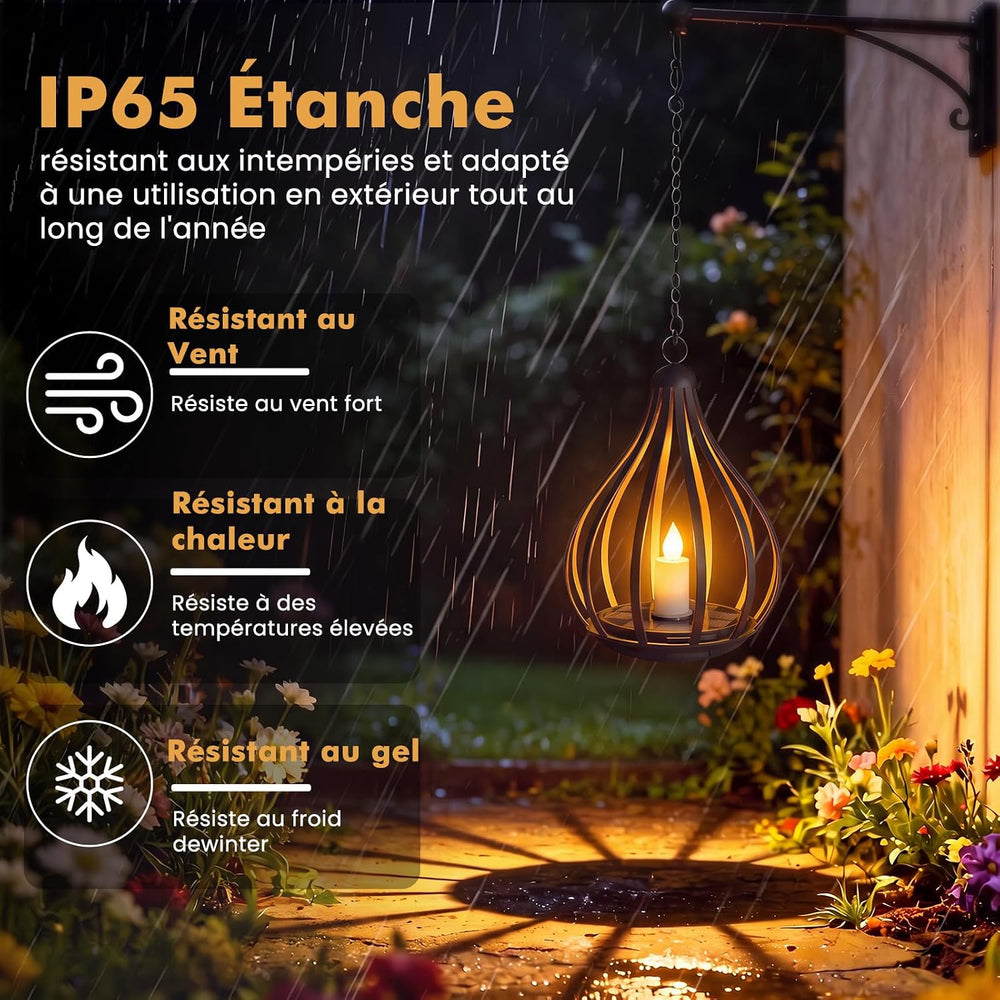Solar Lanterns Outdoor Waterproof Hanging Solar Lights Outdoor Decor 2 Pack