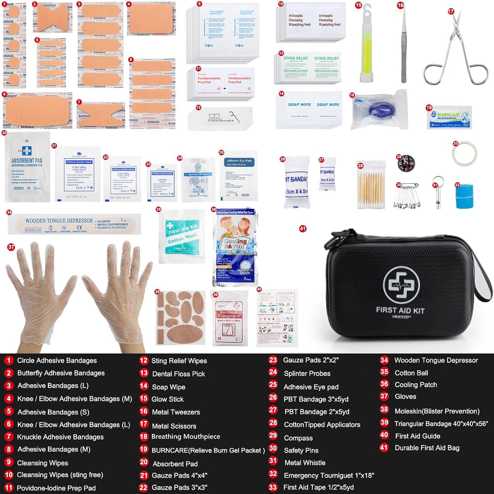 VRIEXSD Premium 320-Piece First Aid Kit, Waterproof EVA Hard Shell Case