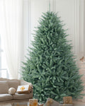 Premium Hinged Artificial Blue Spruce Christmas Tree 7.5FT, Full Unlit Xmas Tree 7.5 Feet No Lights, Non Pre-lit for Indoor and Outdoor Festive Holiday Fir