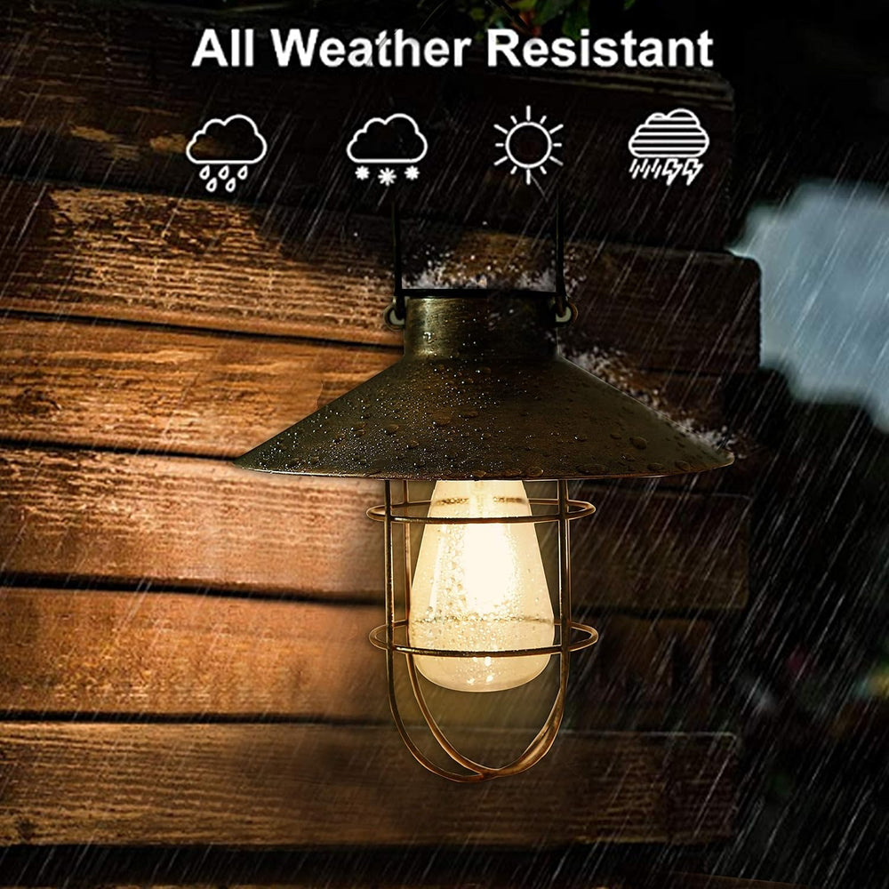pearlstar Solar Lantern Outdoor Hanging Light Metal Solar Lamp with Warm Whit...