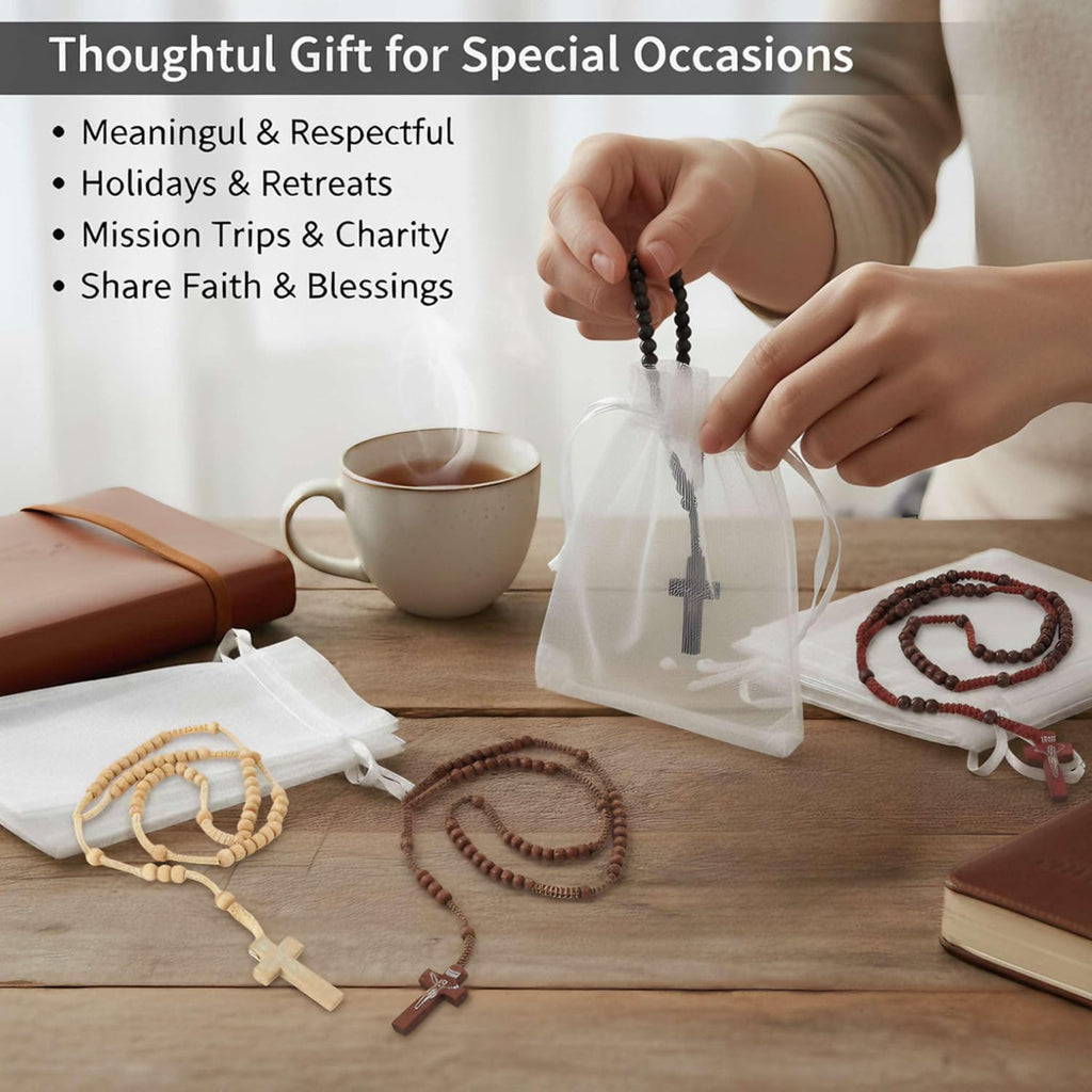 olive wooden rosary beads bulk, 5 colors, side view