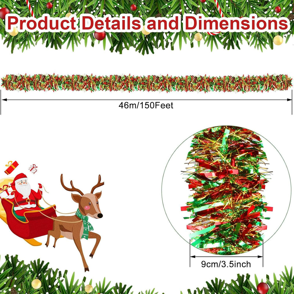 ceenna 150 feet christmas tinsel garland metallic twist shown in use