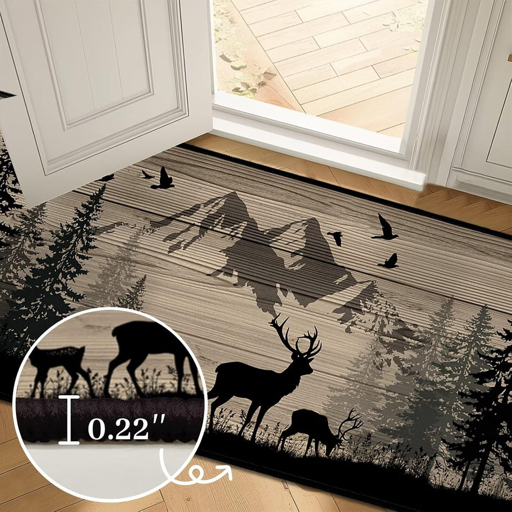 Rustic Runner Rug 2x6 Hallway Rugs,Deer Cabin Wildlife Vintage Rug