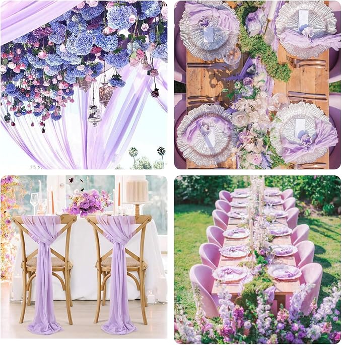 Sioloc 10 Pack Lilac Purple Lavender Cheesecloth Table Runner Fall Autumn Decor for Home 10ft Table Cloth for Tea Wedding Birthday Party Baby Bridal Shower Halloween Thanksgiving