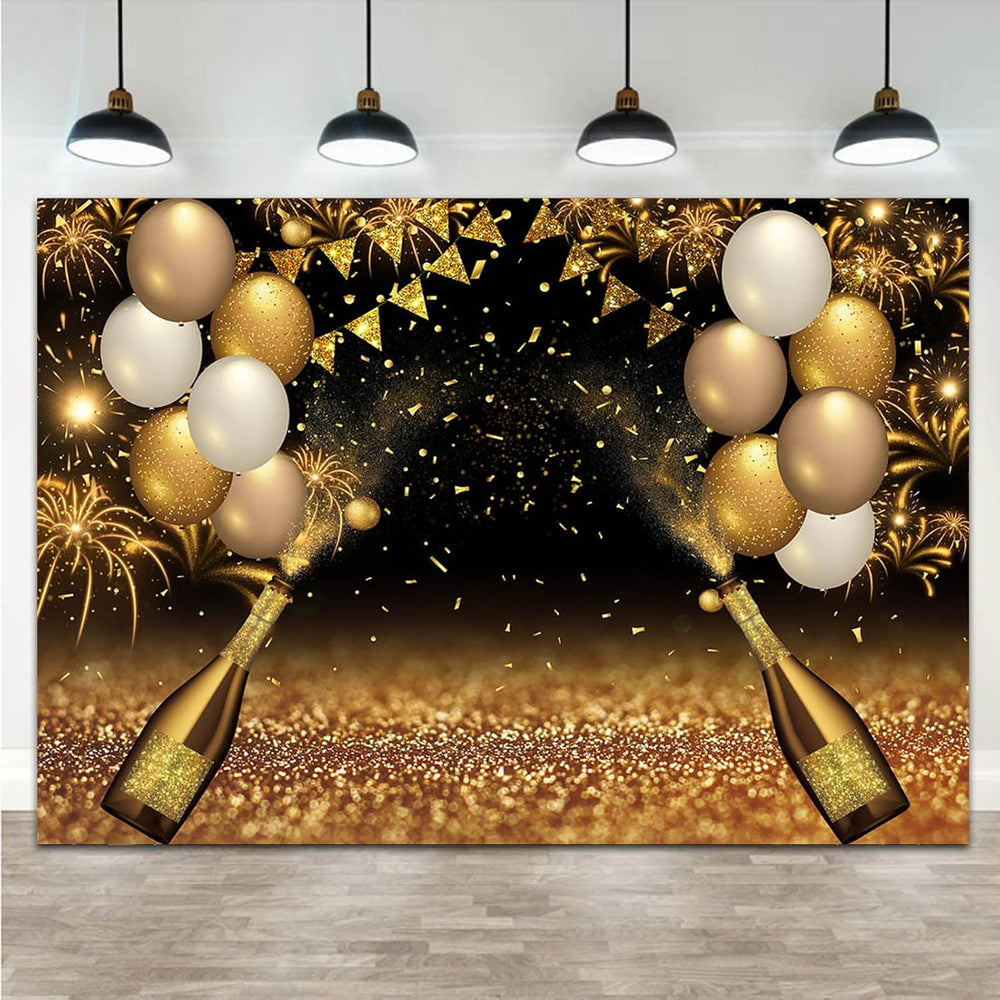 Black Golden Balloons Photography Background Gold Champagne Bokeh Photo Backd...