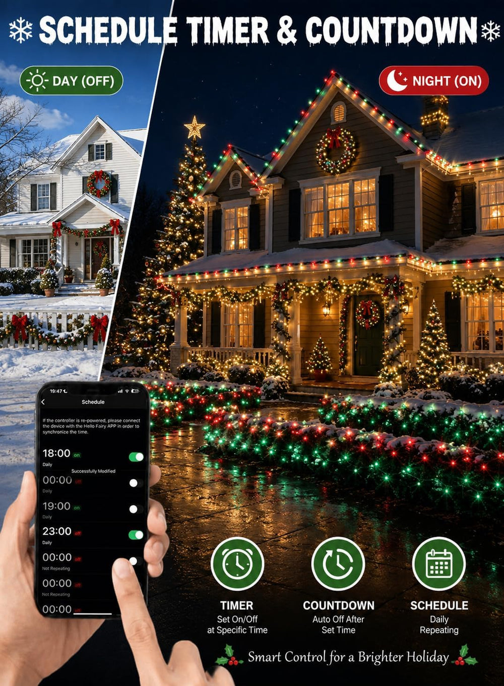 4ft*12ft Outdoor Smart Christmas Net Lights for Bushes, Group Control