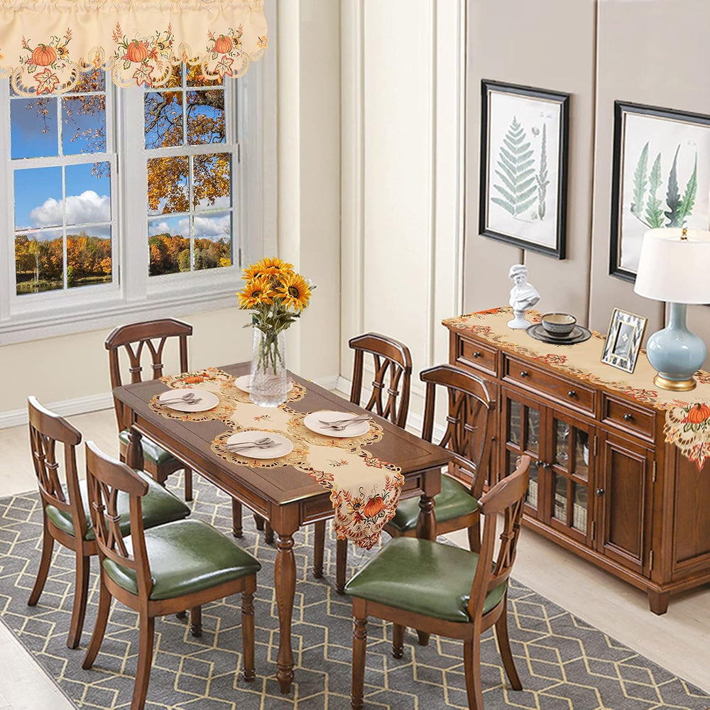 Simhomsen Large Embroidered Thanksgiving Harvest Pumpkins Table Runners for A...