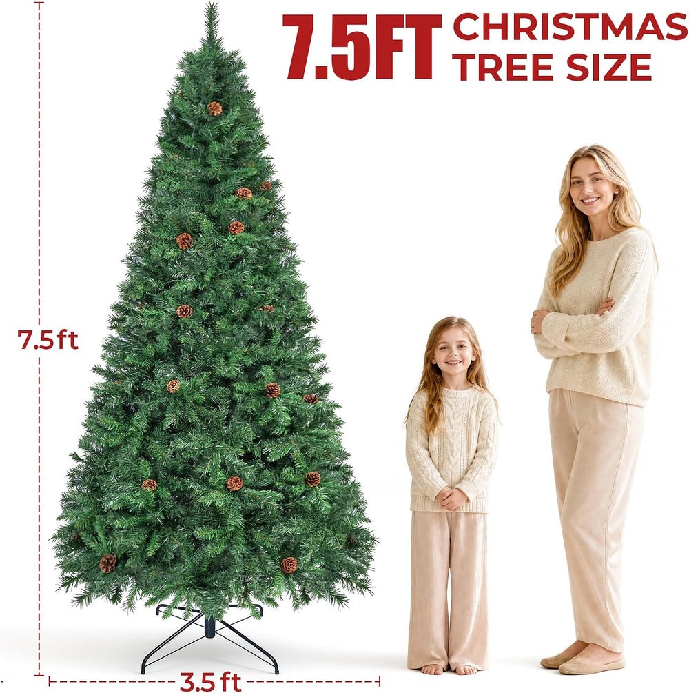 Artificial Christmas Tree with 1500 Tips, 7ft 6in Green