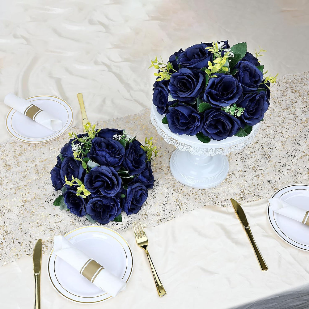 6 PCS Navy Blue Roses Flower Balls for Centerpieces