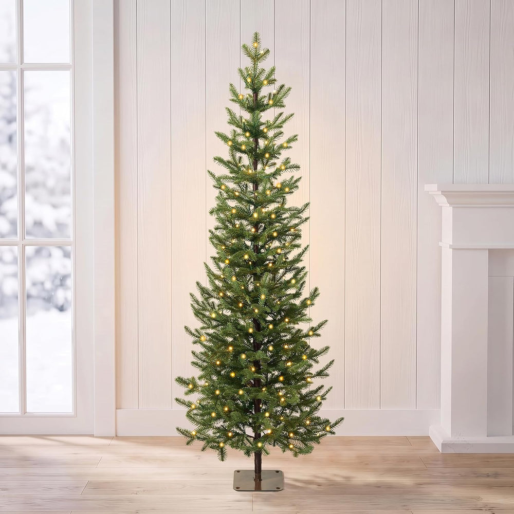 VeriNatural Pre-Lit Christmas Tree, Slim Pencil Christmas Tree - 5 FT