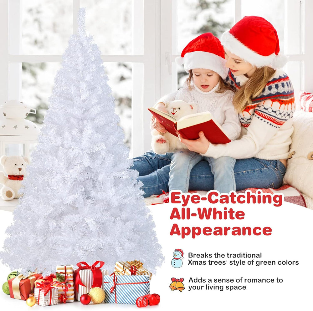 COSTWAY 6Ft-Artificial-PVC-Christmas-Tree-W-Stand-Holiday-Season, White