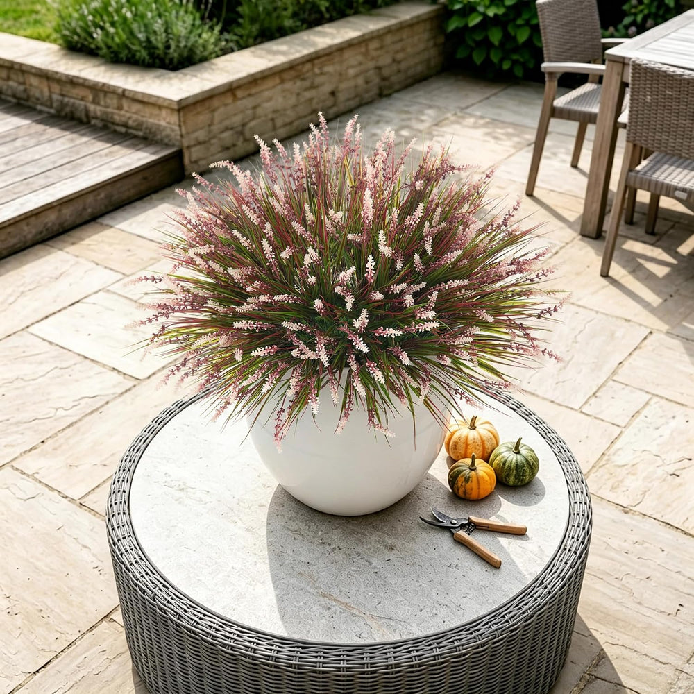 12 Pcs Fake Fall Plants Artificial Monkey Grass for Outdoors Garden Decor