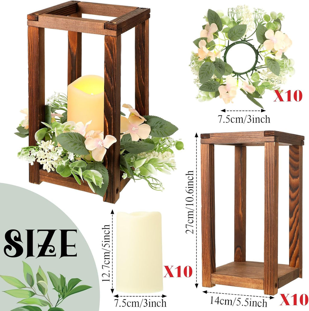 hushee 30 pcs wooden wedding lantern centerpiece candles, close-up detail