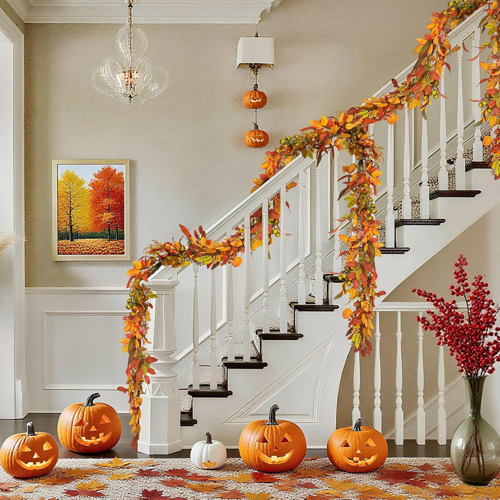 6ft Artificial Thick Fall Berry Garland with Floral Flowers