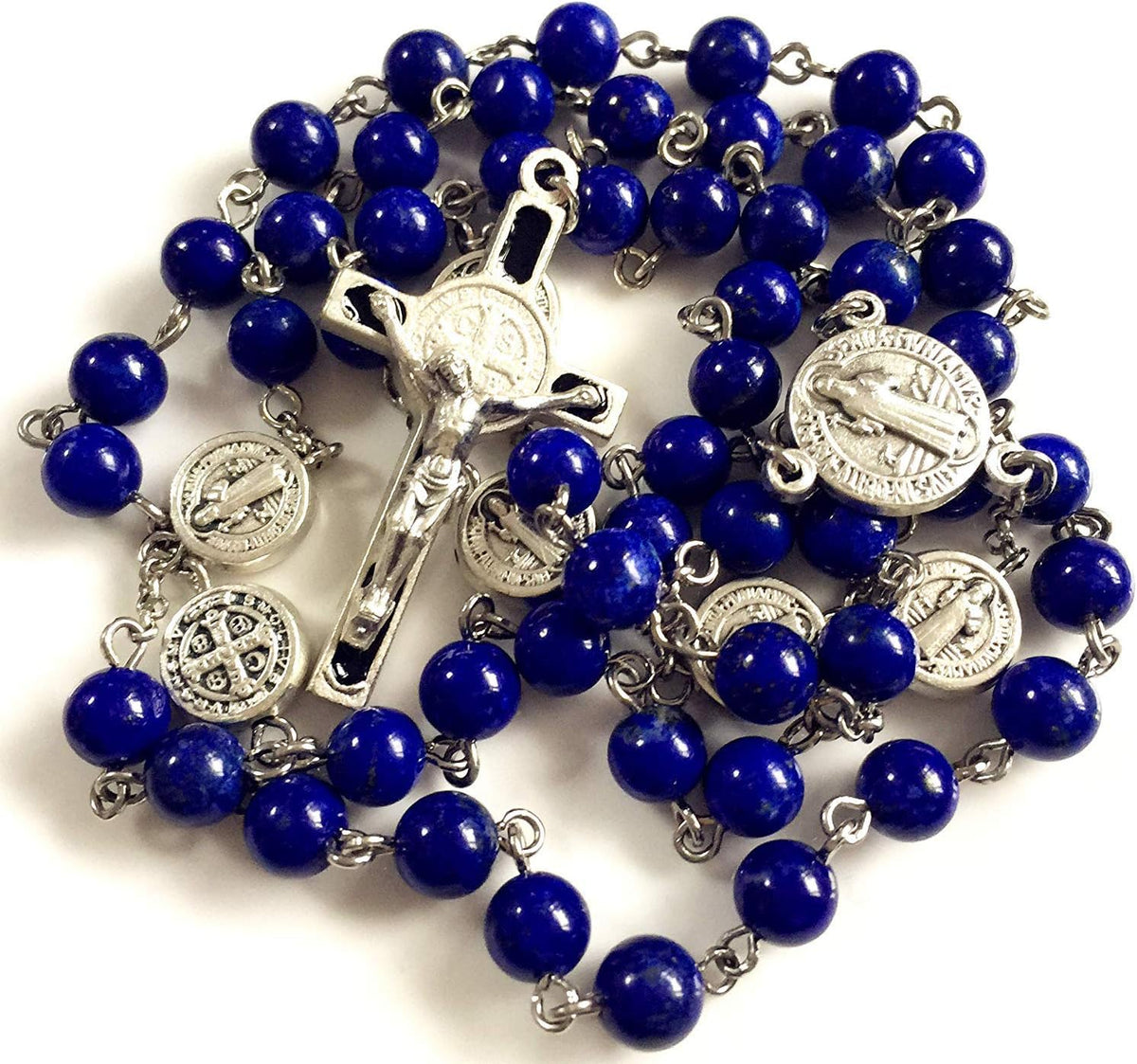 elegantmedical handmade undoubted lapis lazuli beads rosary &, side view