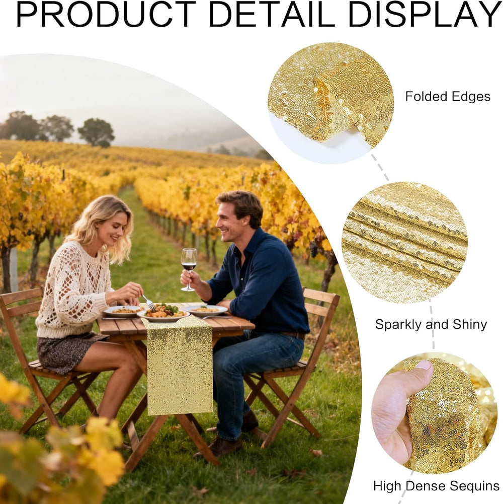 Gold Table Runners - Sequin Table Runner Glitter Table Runner for Birthday Pa...