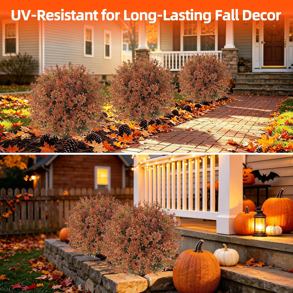Grooy Fall 2 Pack Artificial UV-Resistant Topiary Balls with Ground Spikes