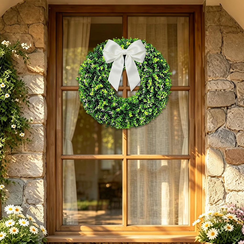 Cleangor Artificial Boxwood Wreaths for Front Door